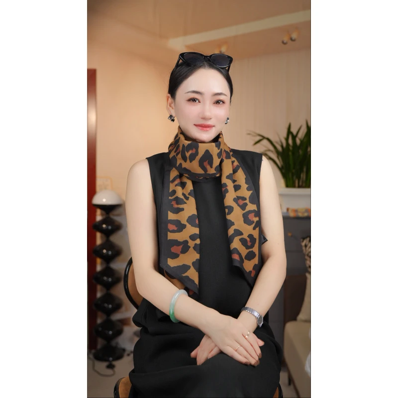 P13【咖豹】新款棉质125*33左右精致小飘带