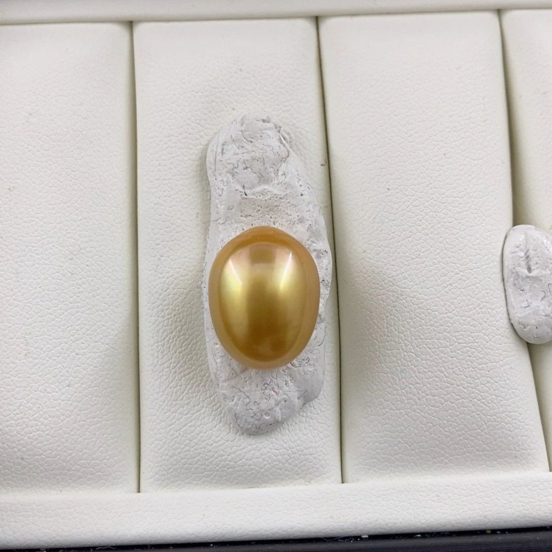 未镶嵌南洋金珠海水珍珠12-16mm浓茶金不退不换