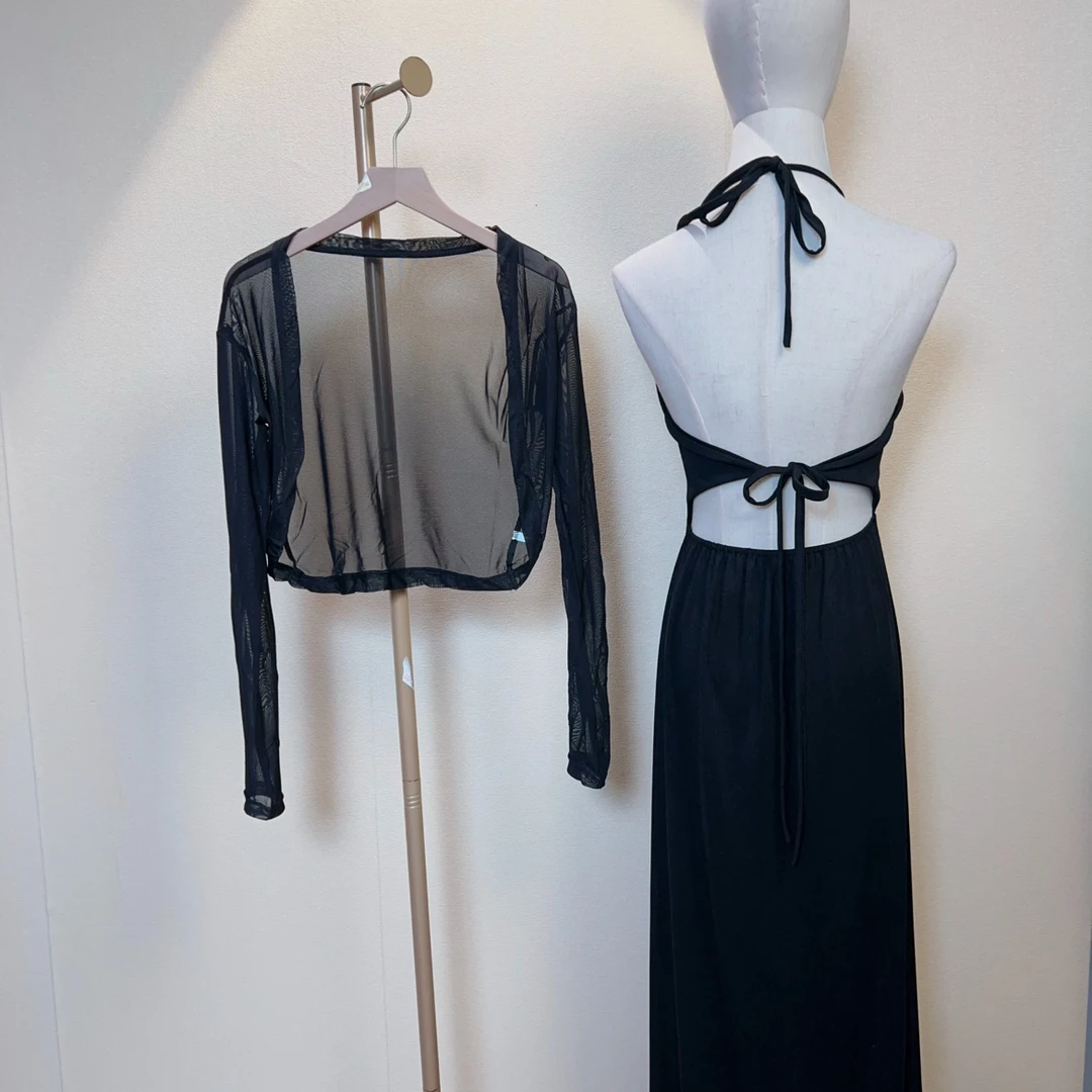 秋冬黑色吊带长款短款百搭福利系列