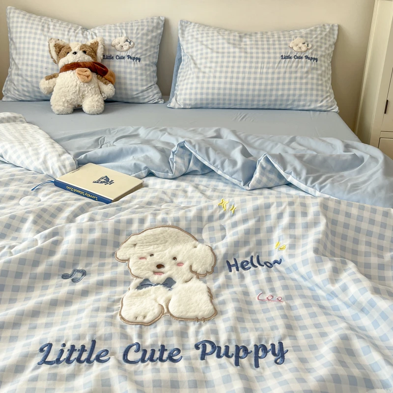 2025新款A类卡通贴布绣水洗夏被夏凉被空调被四件套薄款可爱单人