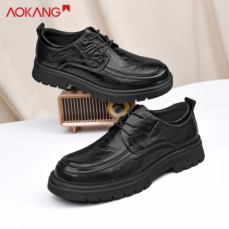 奥康休闲皮鞋耐磨男一脚蹬商务皮鞋鞋子商务男士时尚英伦风低帮