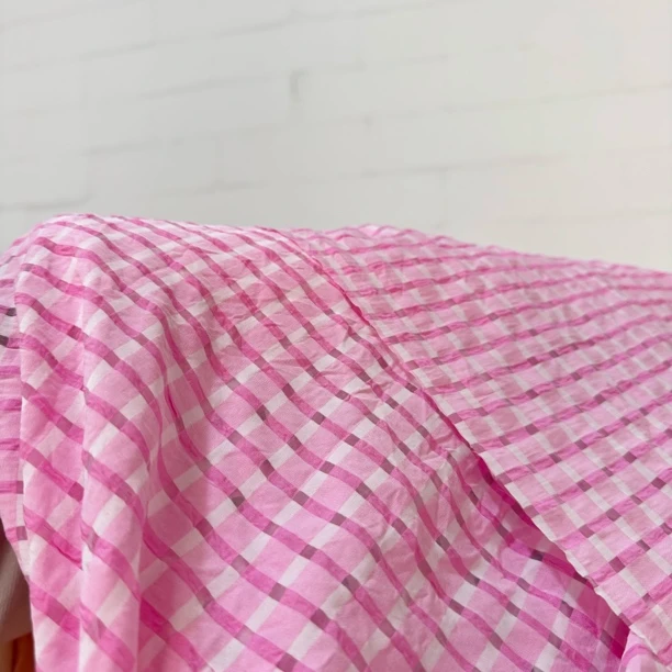 04公主格泡泡褶皱雪纺布料半透镂空夏季连衣裙上衣服装diy面料5米