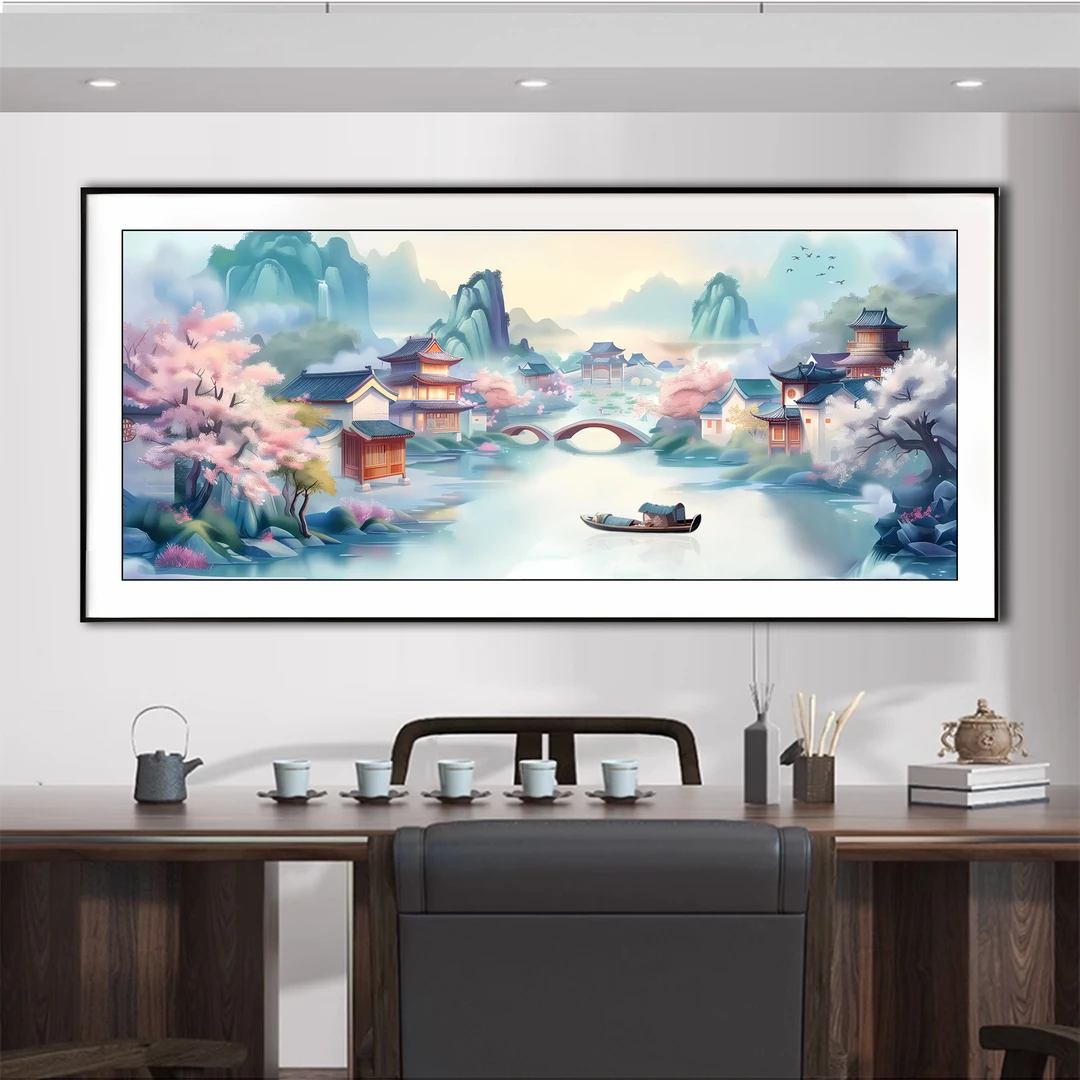 【金丝布】6677梦依江南十字绣大格120*50厘米满绣57种绣线无勾边