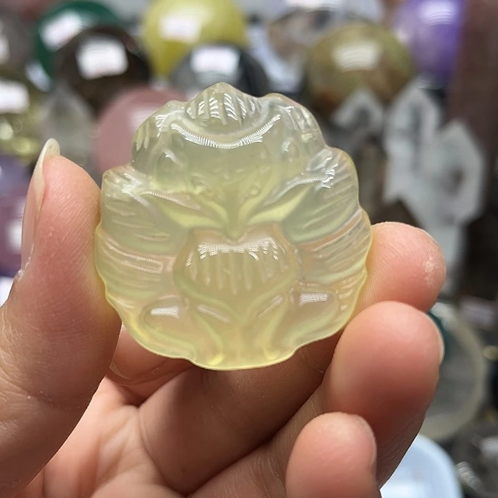 未镶嵌珠宝半成品水晶22克黄水晶狐狸牌