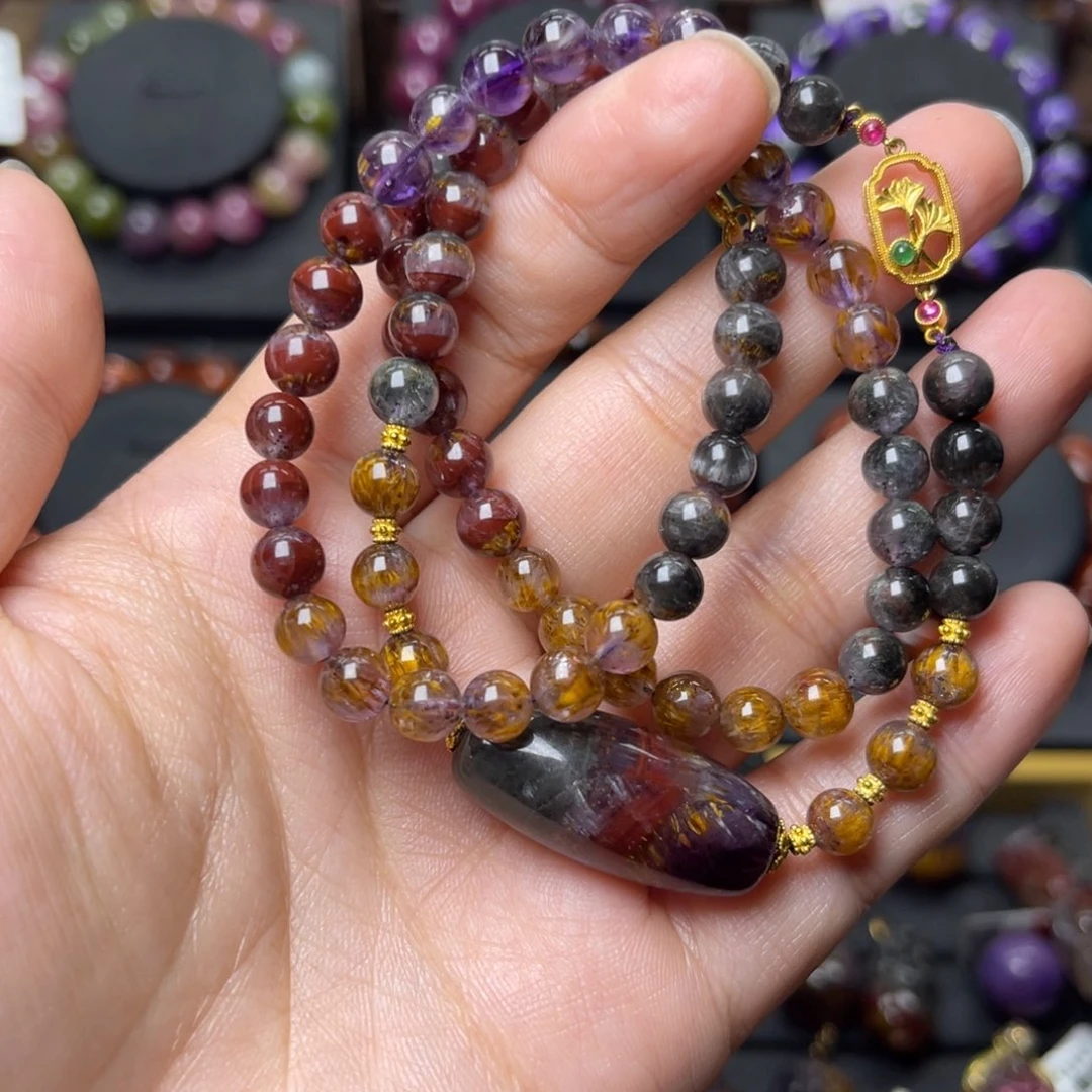 一***光水晶手链18K金镶嵌极光原创项链