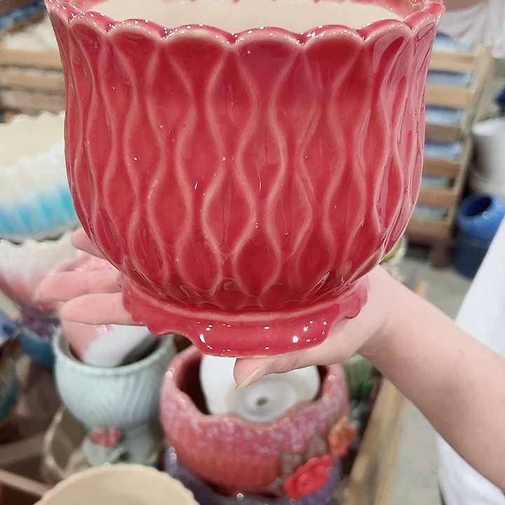 有孔.凑满10元发货多肉陶瓷花盆！