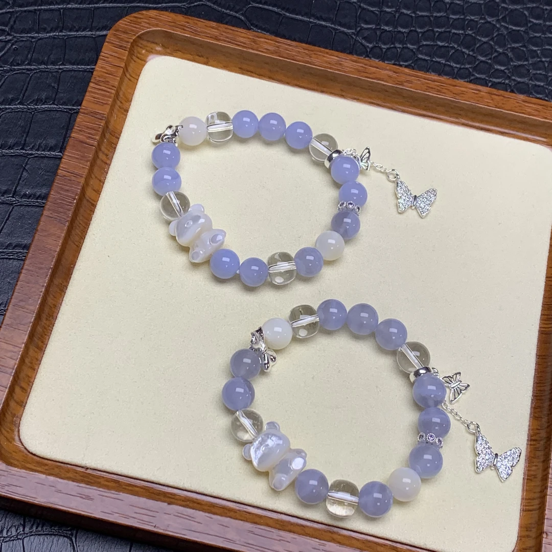 •土耳其蓝玉髓贝壳小熊设计手链B204多样性发其一哦