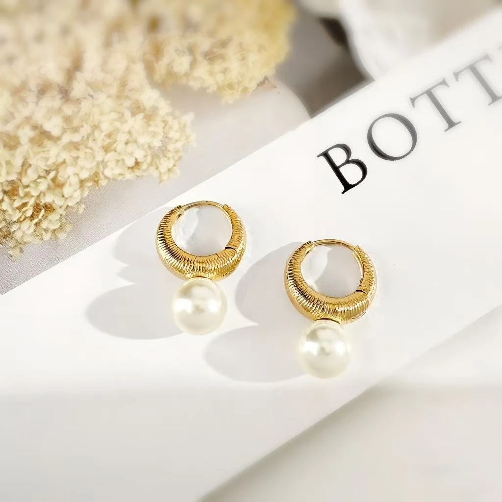 铜合金仿珍珠耳饰 c268 c269丽银【8mm珠珠耳扣】小众拉丝耳环3093