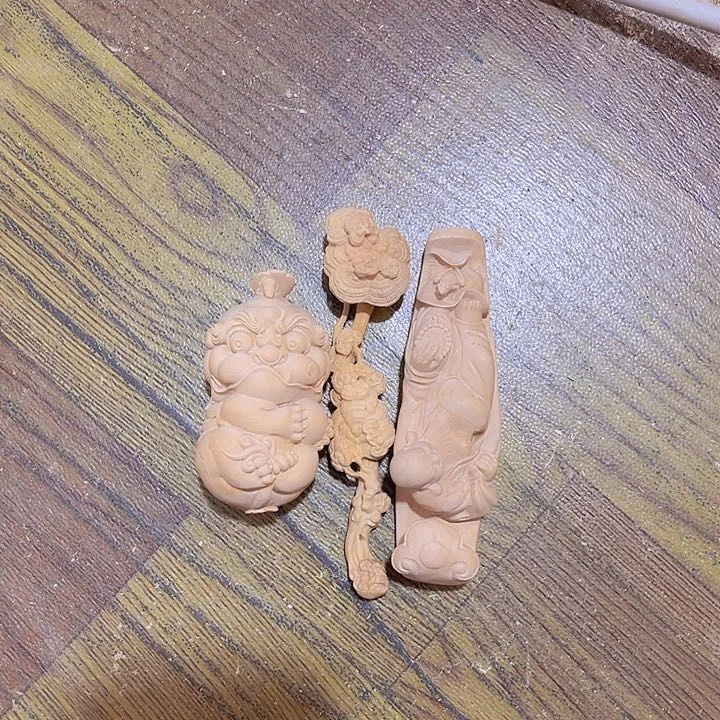 木小*小叶黄杨木手把件3个有瑕