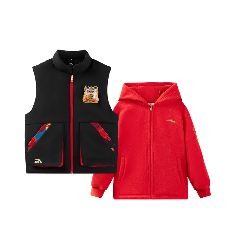 【安踏儿童小童装新年款两件套上衣摇粒绒外套防风马甲352519612