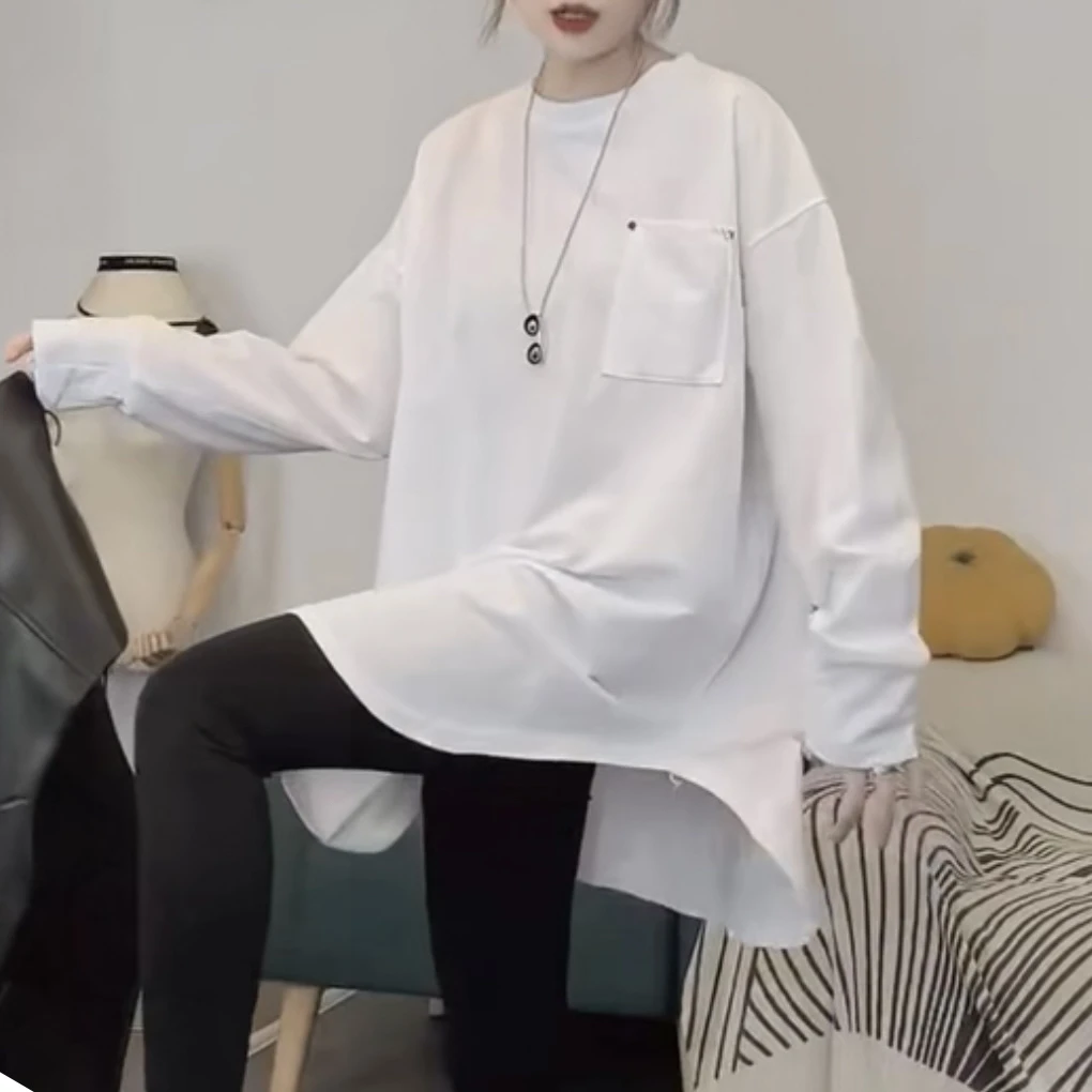 长袖纯色通勤长袖常规圆领T恤秋季韩版春秋内搭