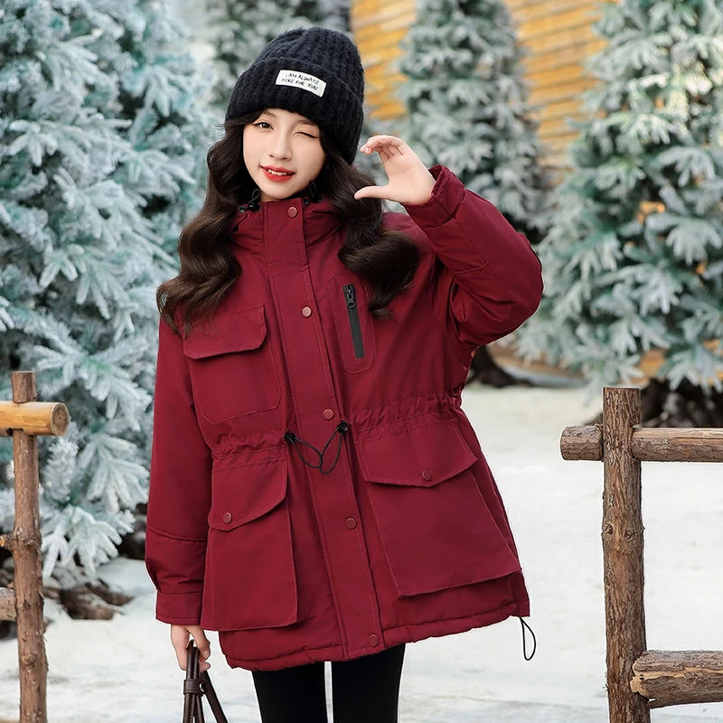 YeeHoO英氏【断码】女童加厚加绒派克服2026新款大童洋气中长款收