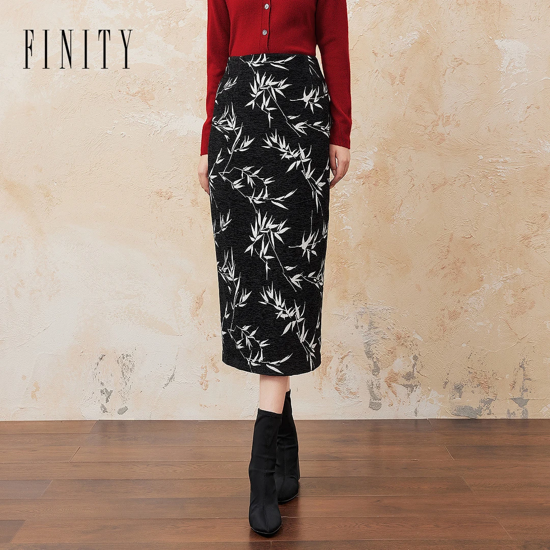 【粉丝专享】FINITY 新款国风显瘦高腰复古时尚半身裙 F21X9D68Q2