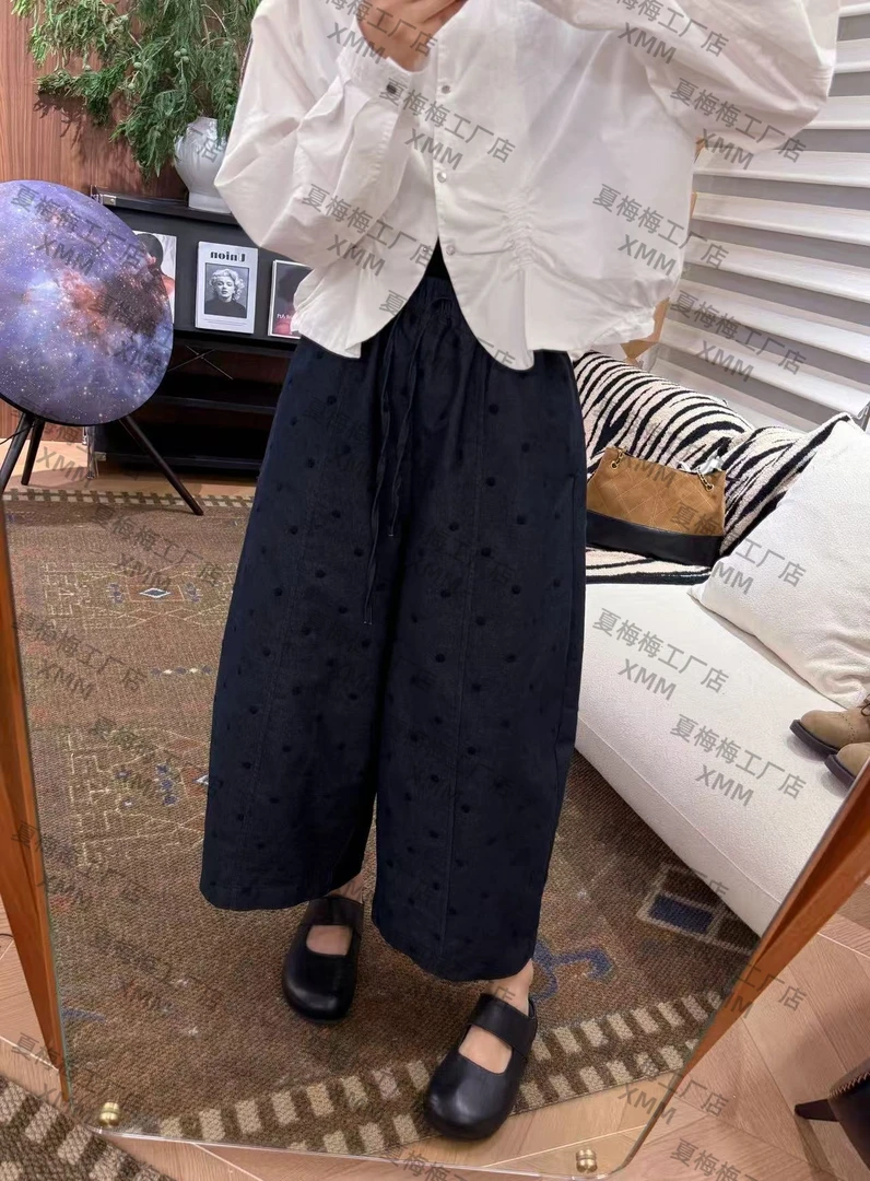 XMM.【波点牛仔奶奶裤】显瘦休闲裤高腰时尚百搭宽松休闲裤MM660881