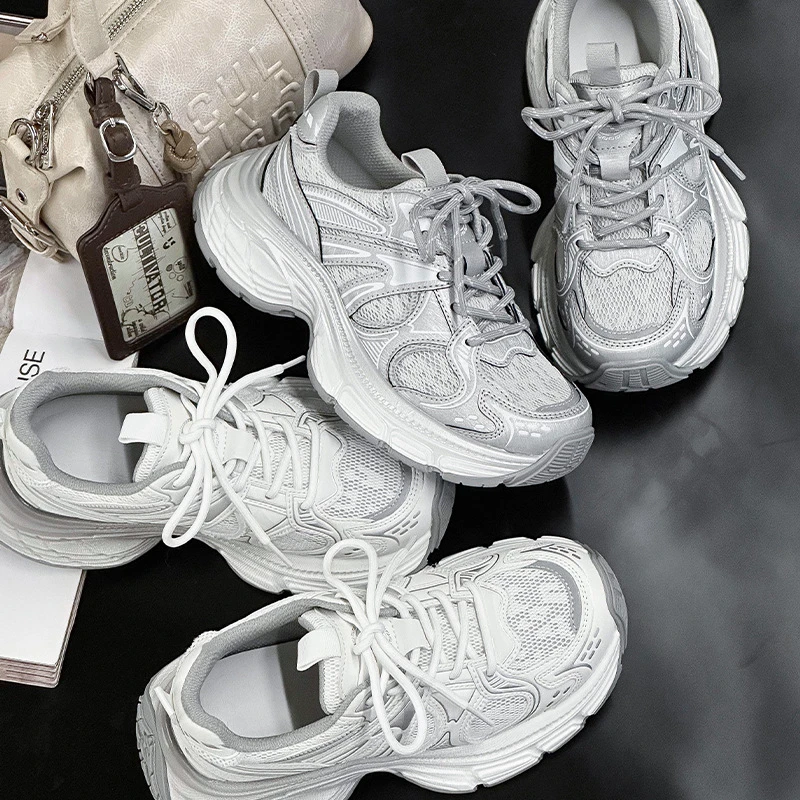 老爹鞋女2025春夏季新款爆款厚底透气网轻便百搭时尚休闲运动单鞋