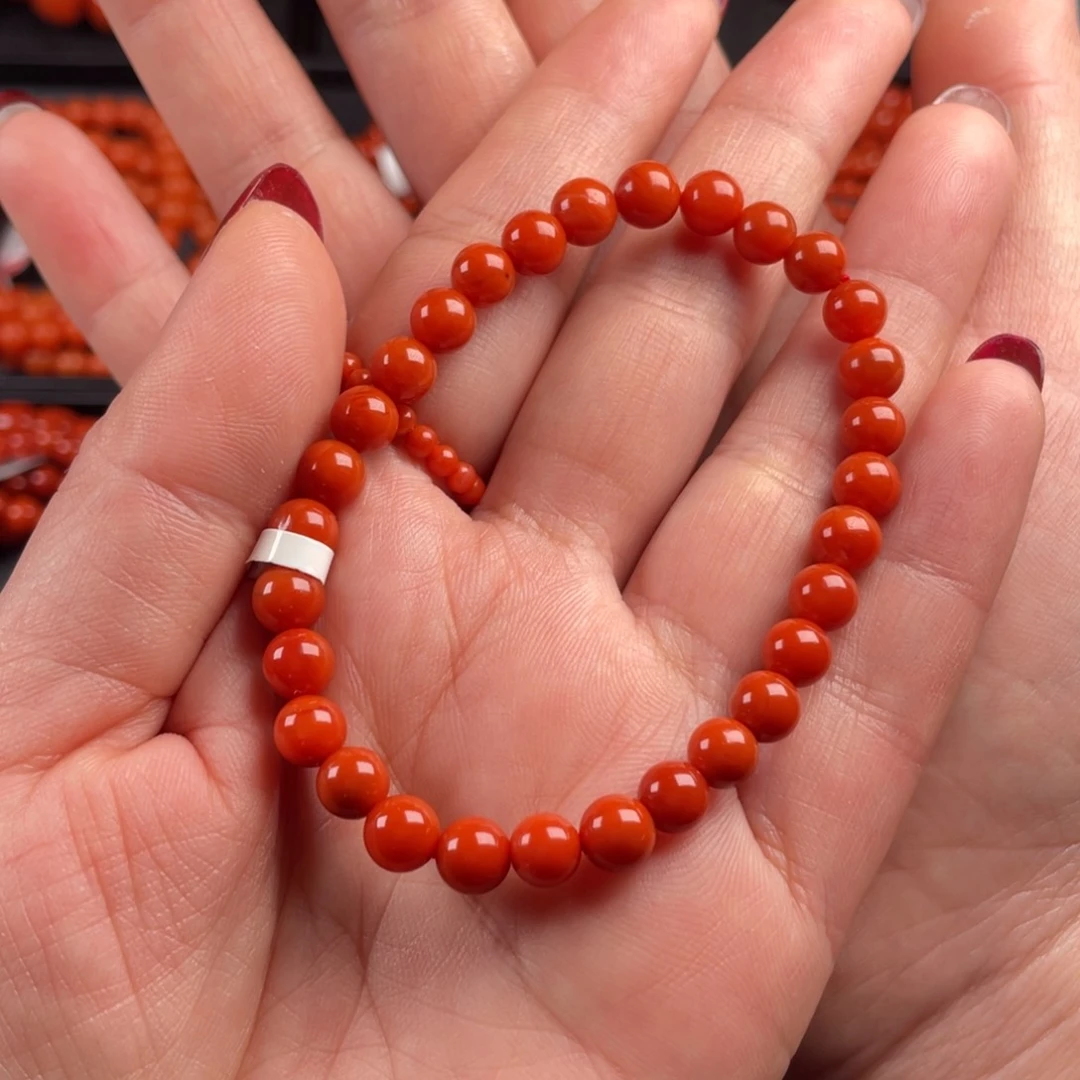 南红玛瑙手链未镶嵌艳**?妞6