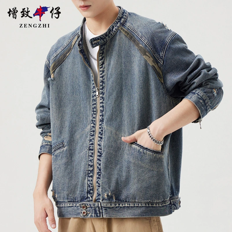 ZENGZHI/增致牛仔春秋牛仔外套男士休闲衣服夹克潮流工装简约帅气