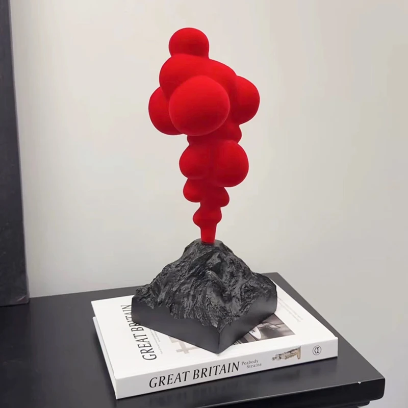创意抽象火山云植绒摆件高级感玄关餐边柜酒店展厅艺术摆设装饰品