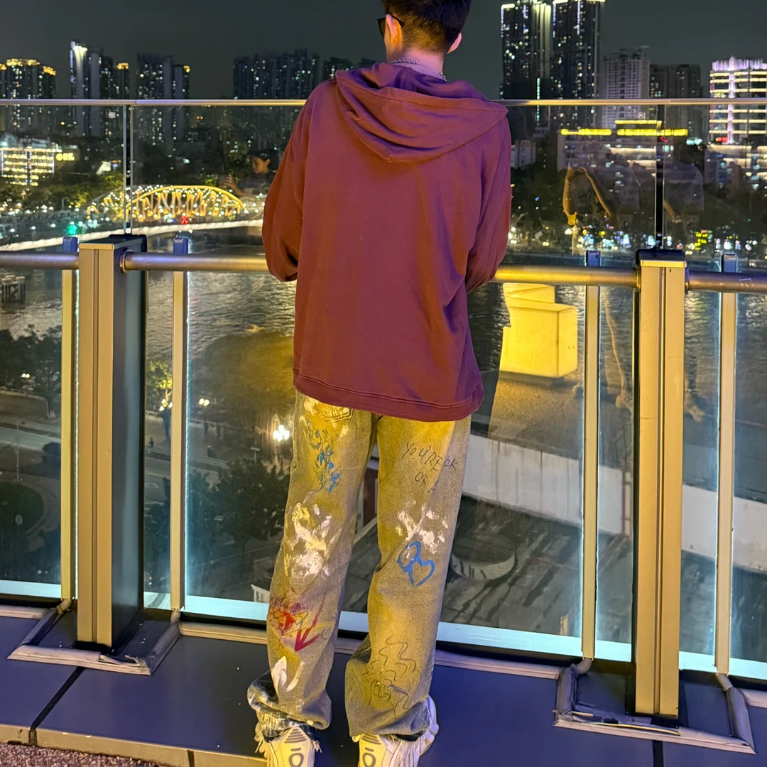 【KST755】SSSAINT LOUIS 25SS 做脏旧手绘涂鸦宽松休闲裤 男女同款