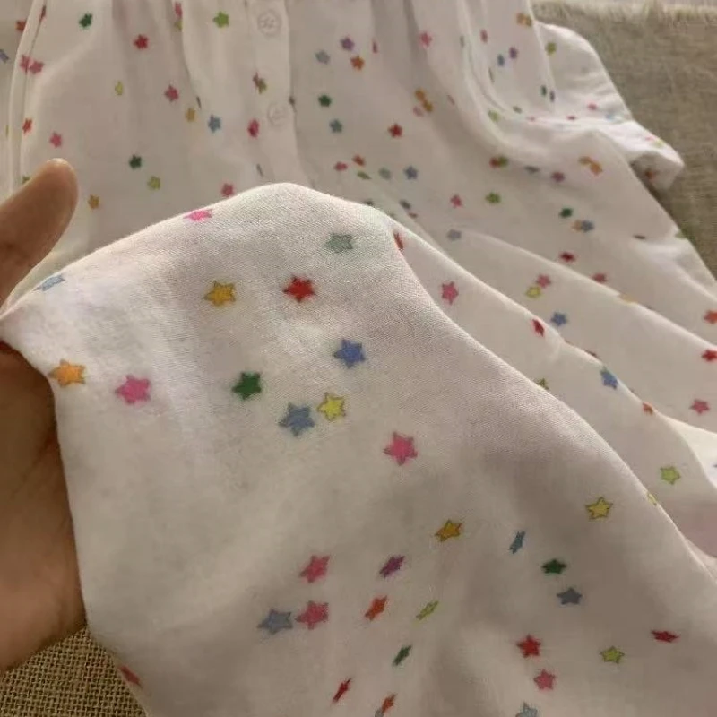 ins少女风甜美可爱星星印花睡裙女夏季宽松大码短袖睡裙可外穿