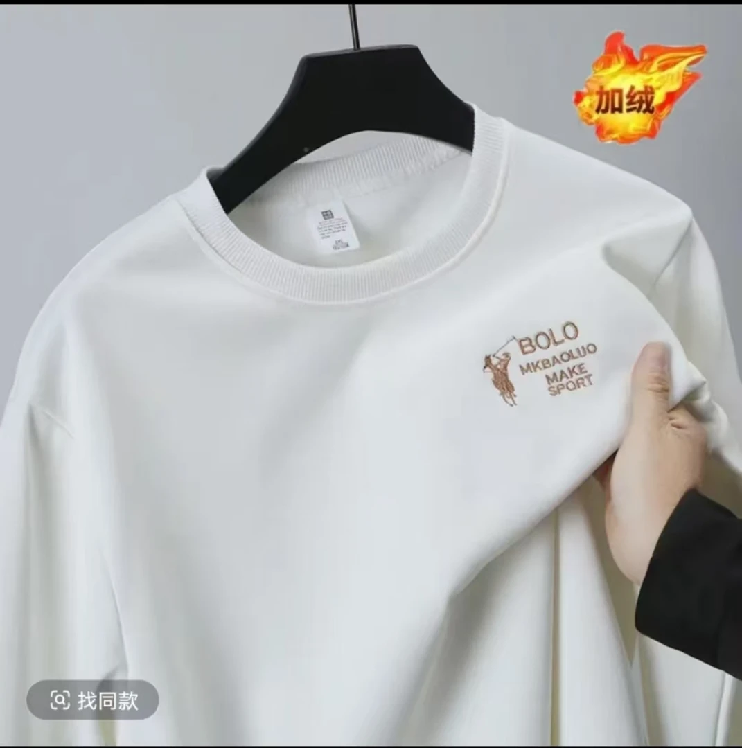 秋冬季刺绣加绒卫衣华棉加绒圆领潮流男女同款宝宝绒