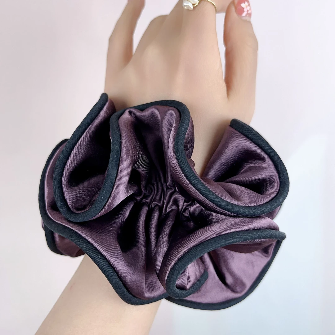 日韩女发圈ins发饰缎面优雅韵味紫色气质头饰净面简约风饱满百搭