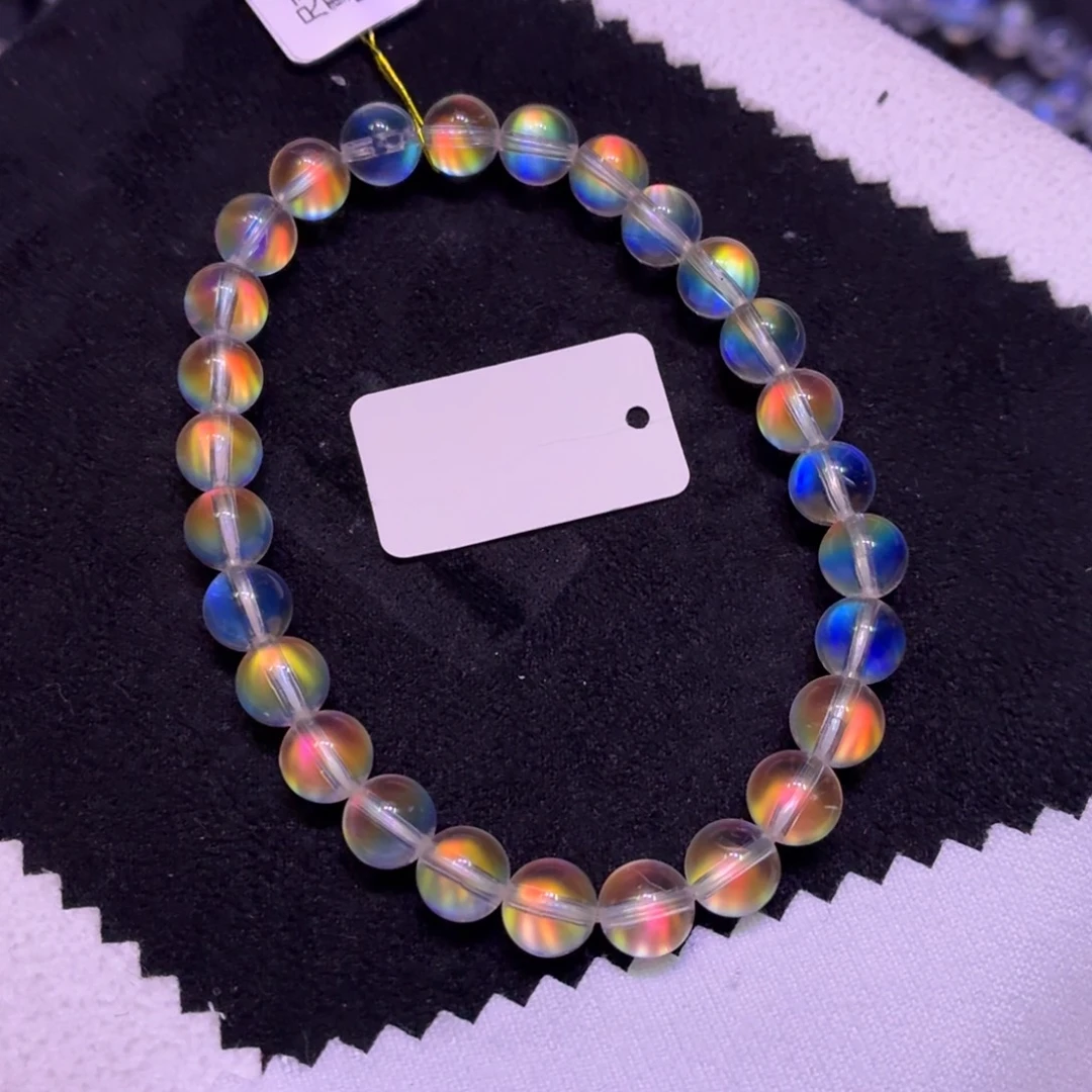 未镶嵌月光石手链收藏级马岛精穿戒面珠7mm
