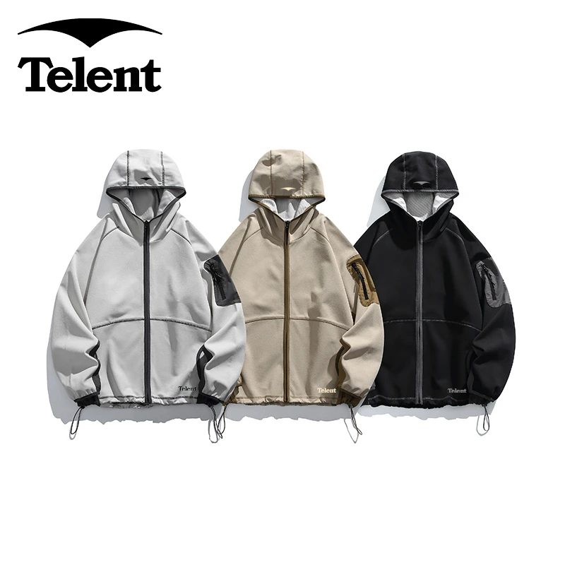Telent/天伦天情侣款开衫新中式潮流卫衣运动宽松休闲TL51703