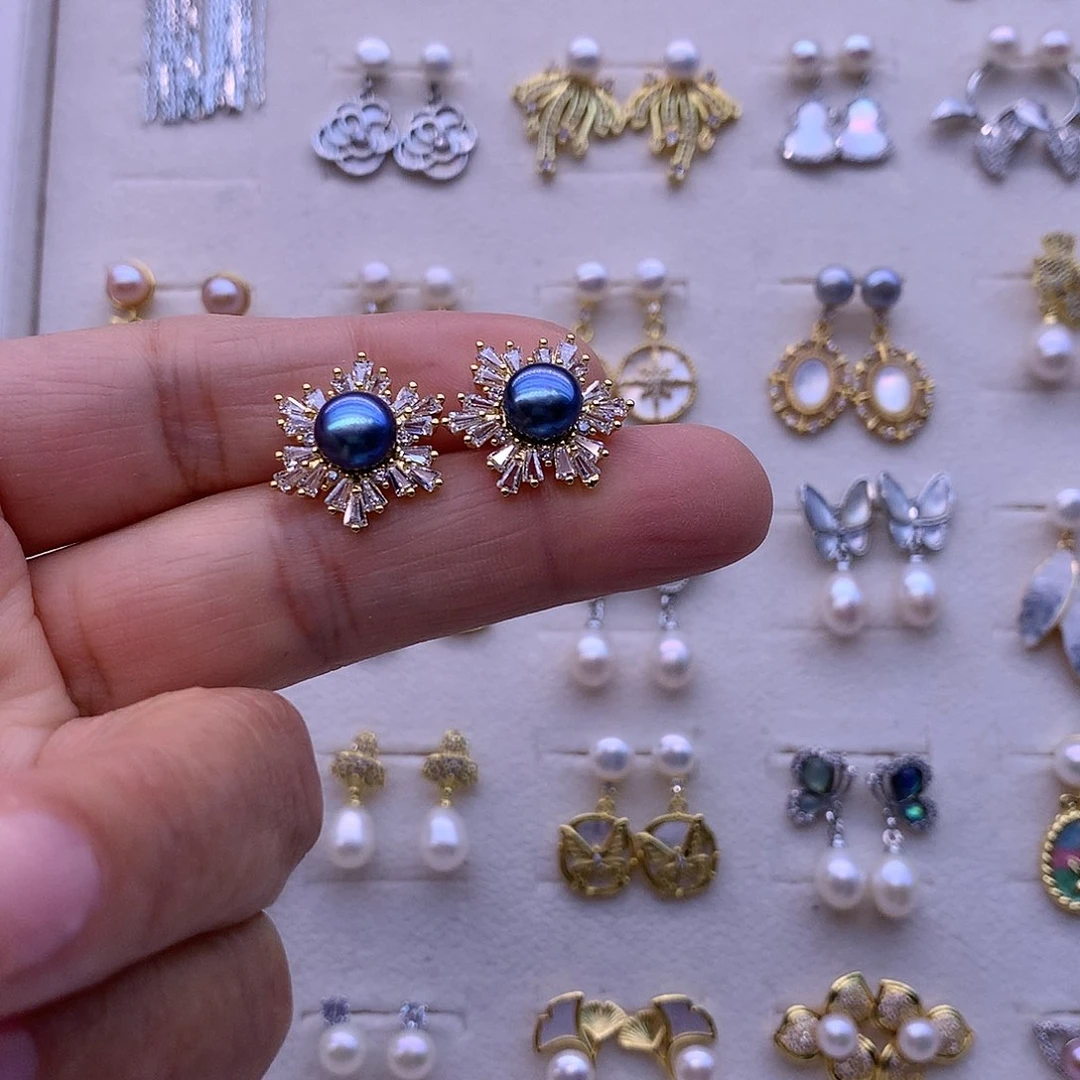 淡水珍珠耳饰合金