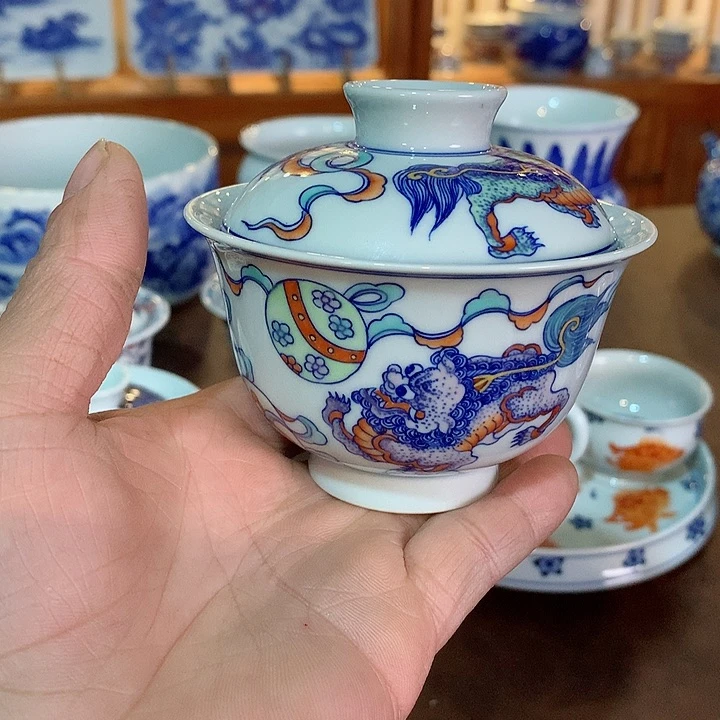 錡镇堂手工手绘盖碗