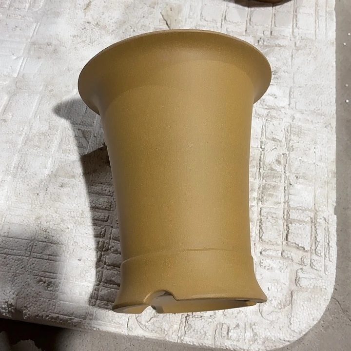 紫砂花盆真***兄微瑕大束腰黄色