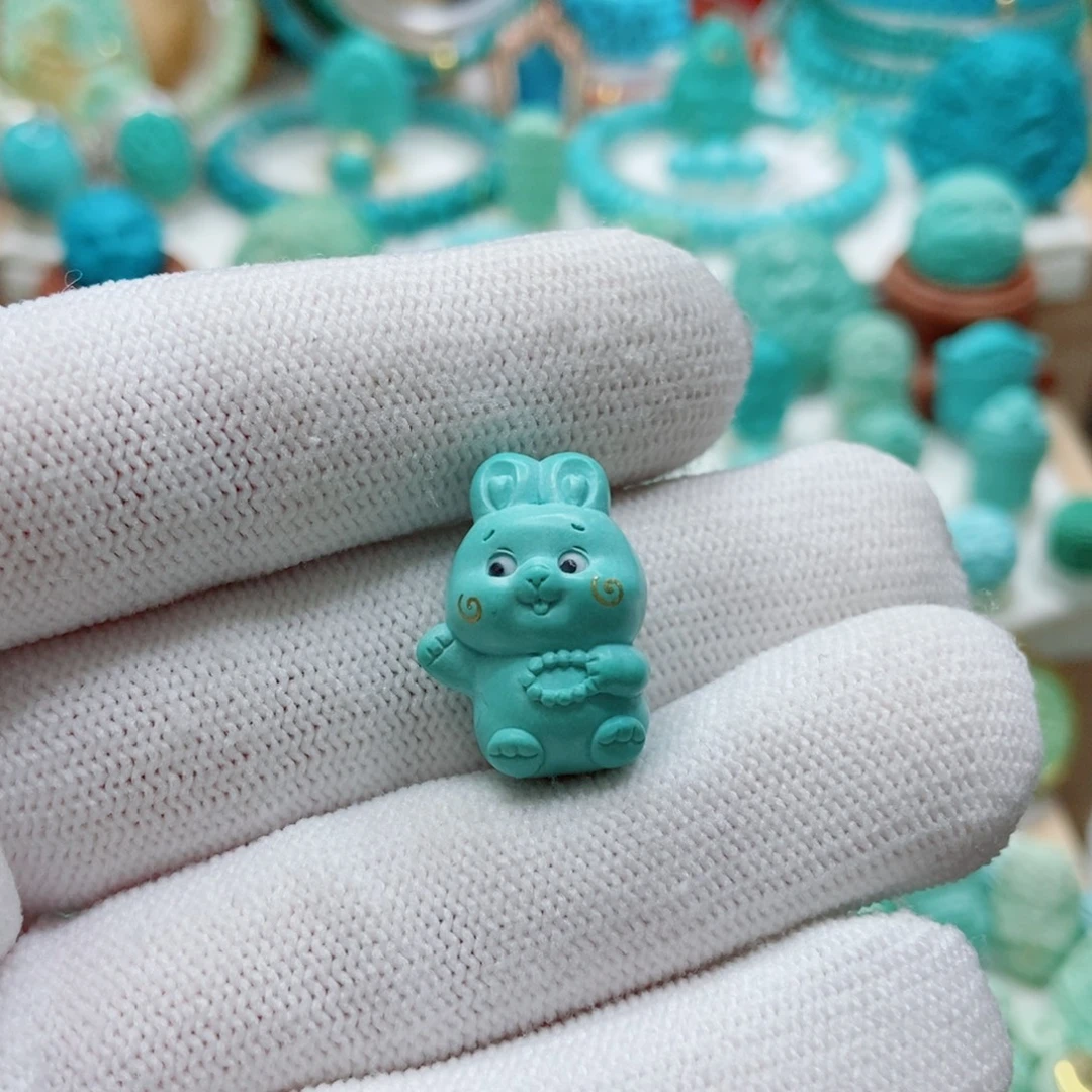 绿松石未镶嵌兔子