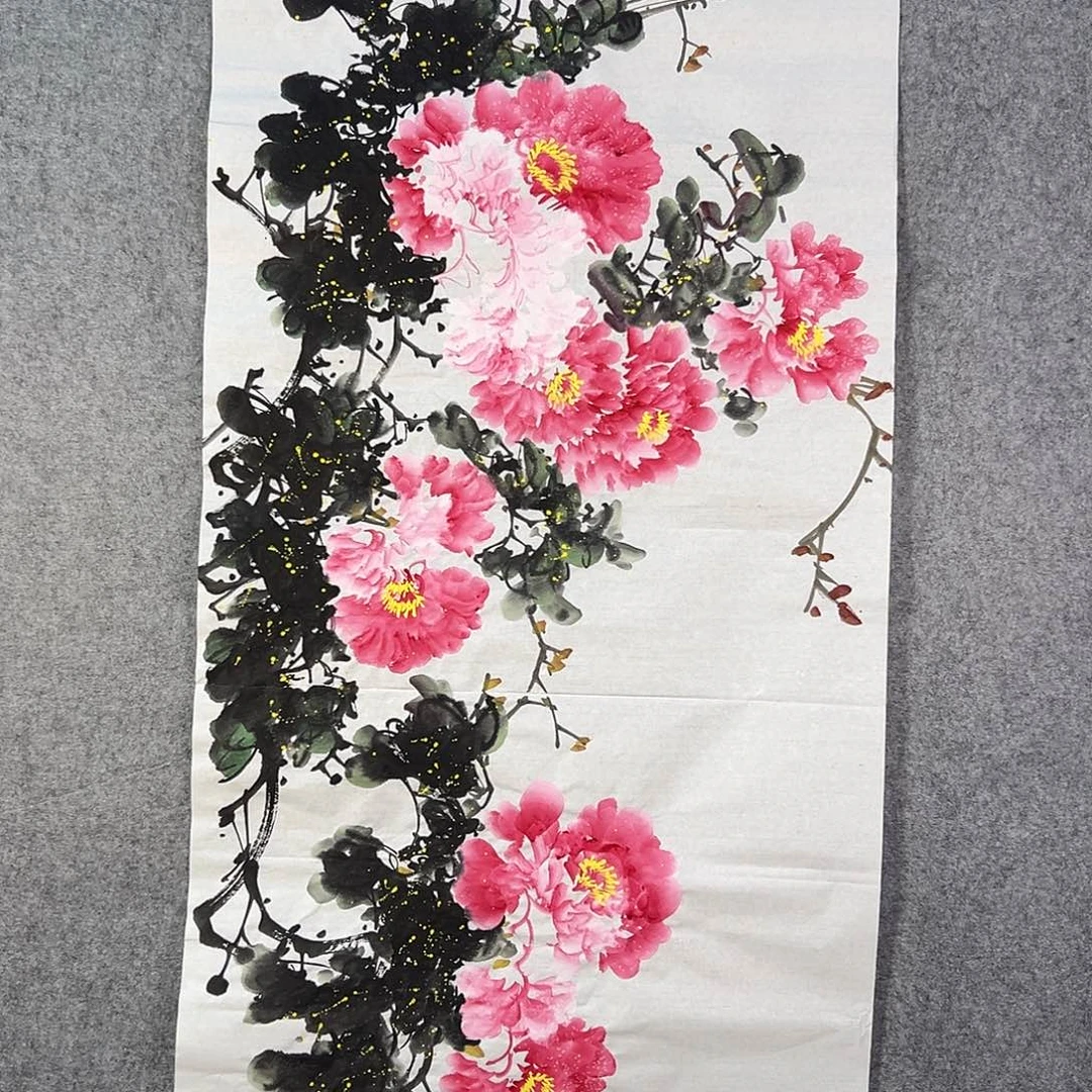 国画161 花鸟在树丛的顶端鸣叫叫声响