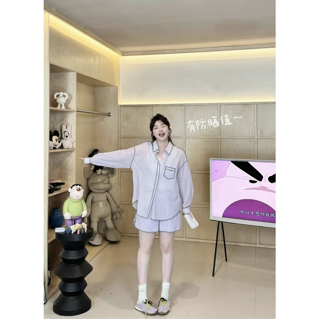 晶咕【松黎茶语-短裤】韩系撞色包边高腰后拉链A字短裤夏季