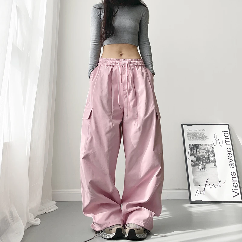 大裤腿高腰运动工装裤女2025秋季新款宽松显瘦藏肉垂感休闲阔腿裤