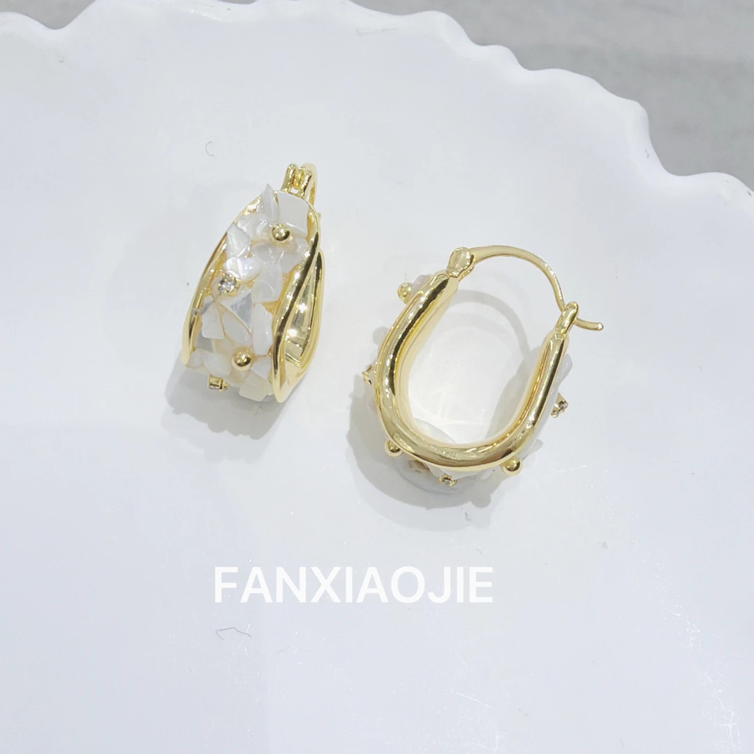 铜合金合成锆石耳饰 耳扣耳环FF奢牌感D「琉璃花盏」高定耳圈