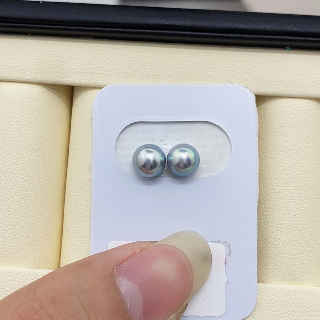 耳饰未镶嵌海水珍珠7-8真多麻对珠 无鉴赏