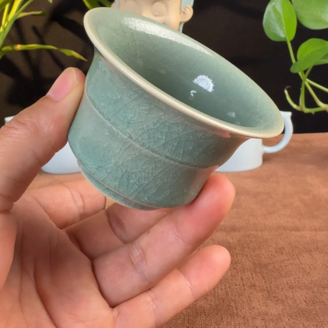 陶摆件汝瓷竹节马蹄冰花鱼鳞开片