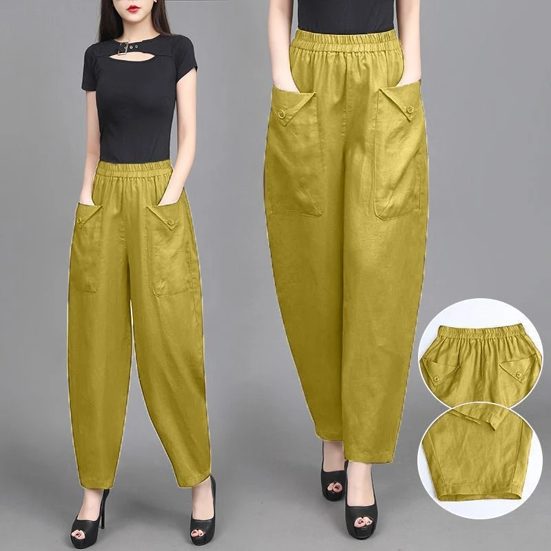 外贸爆款百搭薄款罗卜裤女士裤子富婆洋气中国风休闲灯笼裤潮