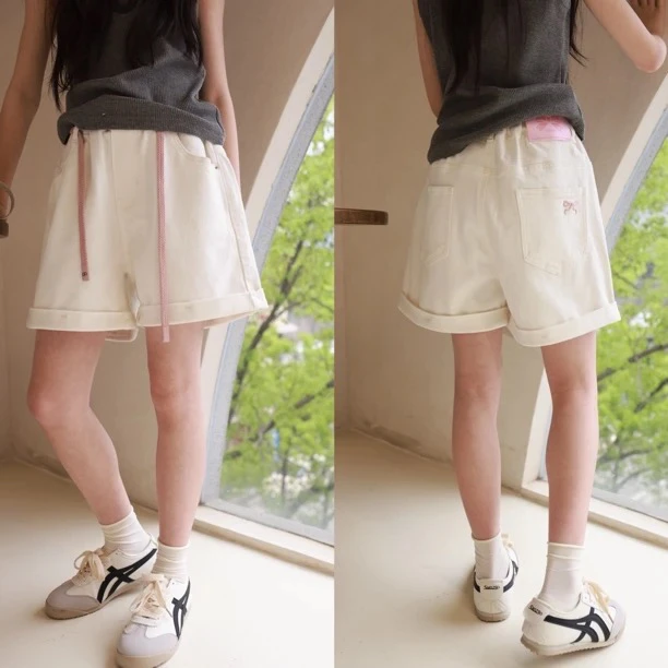 童装儿童白色短裤2353大童夏季百搭女童洋气舒适裤子韩版女孩宽松