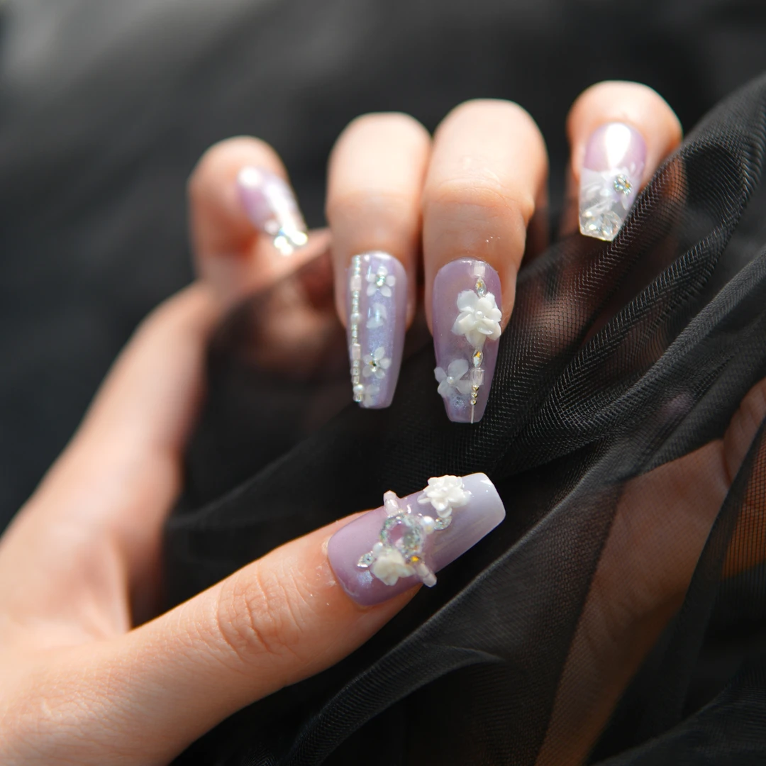 2025新款【芳华】高级原创奢华穿戴甲尖端风暴显白中长款美甲