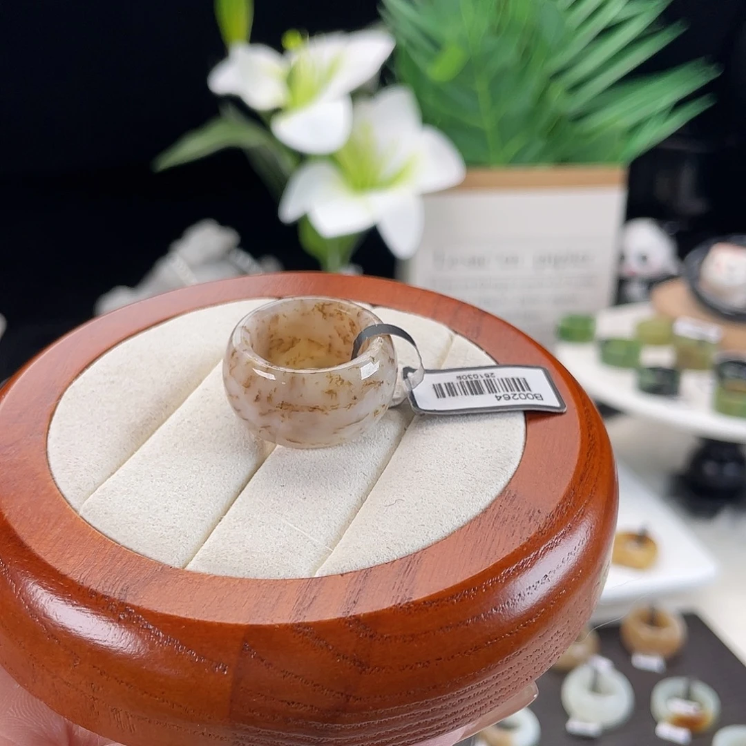 和田玉未镶嵌戒指E3糖草花墩墩18