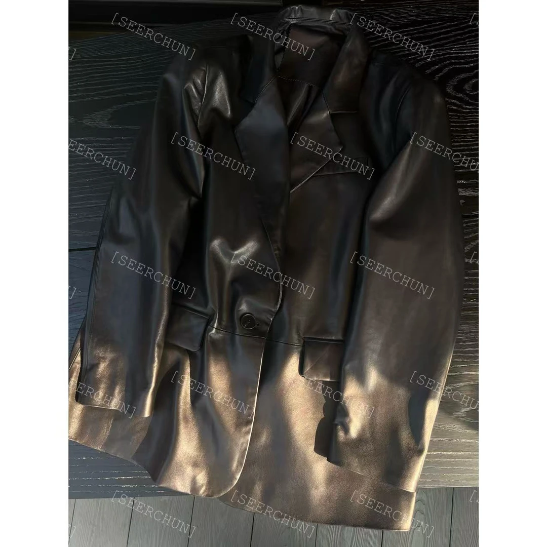 【纯纯女装】SEER CHUN高品质经典绵羊皮西装外套 51274