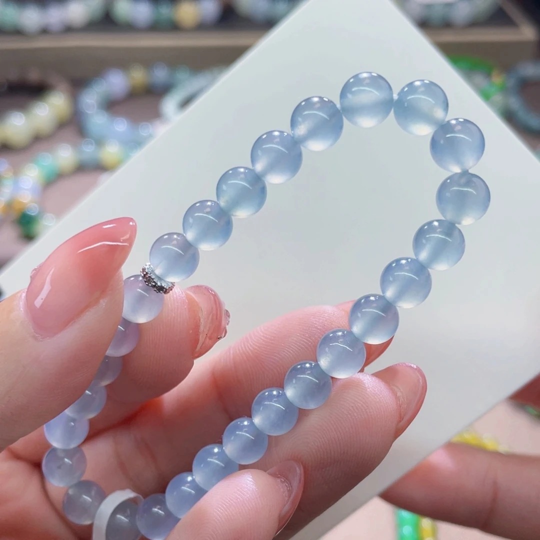 未镶嵌手链翡翠冰川蓝卡6.5