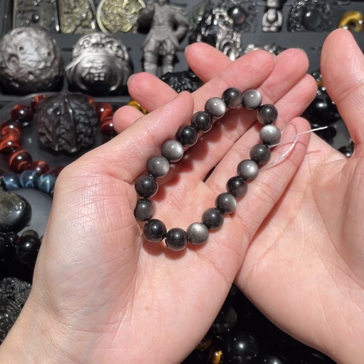 黑曜岩手串未镶嵌我****）
