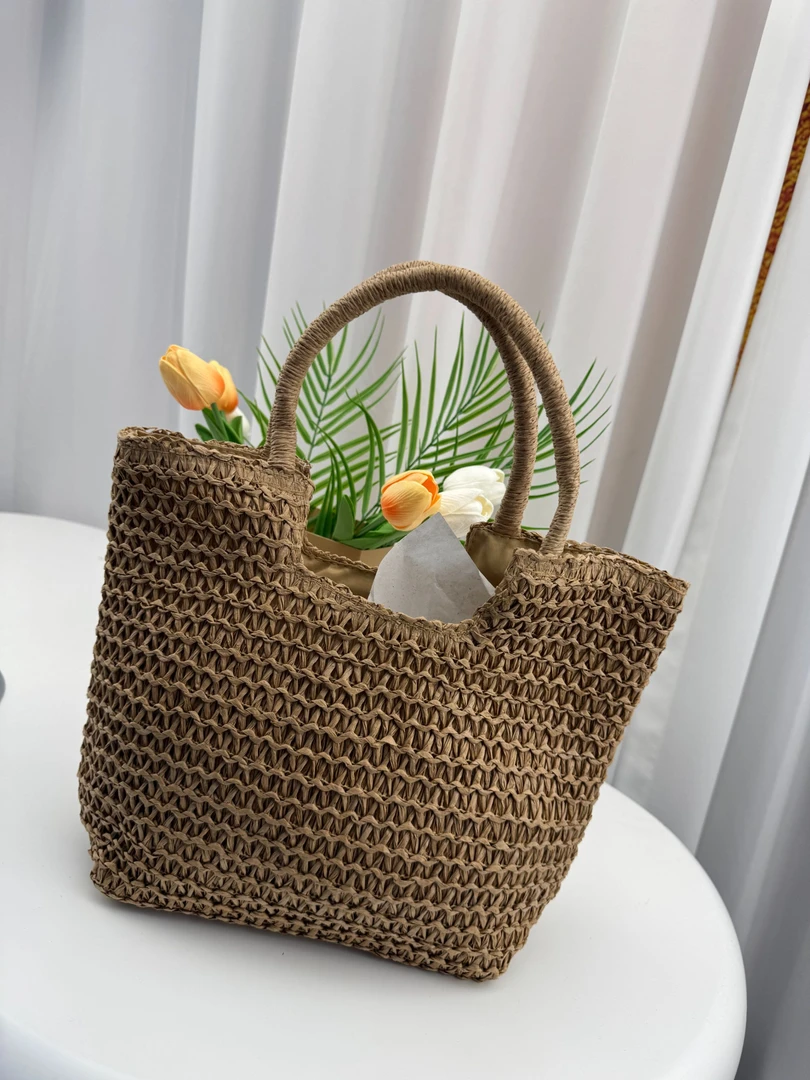 编织草编包百搭时尚文艺风休闲托特包单肩包敞口碎花