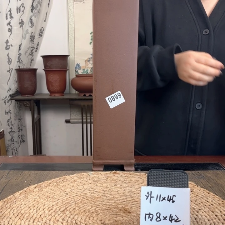 紫砂花盆微瑕紫泥高签筒0899