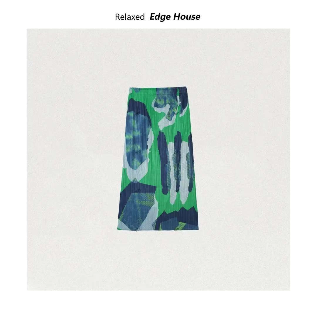 【嘻嘻家】陨石彩绘 25三宅新褶皱裙子印花显瘦宽松百褶裙半裙