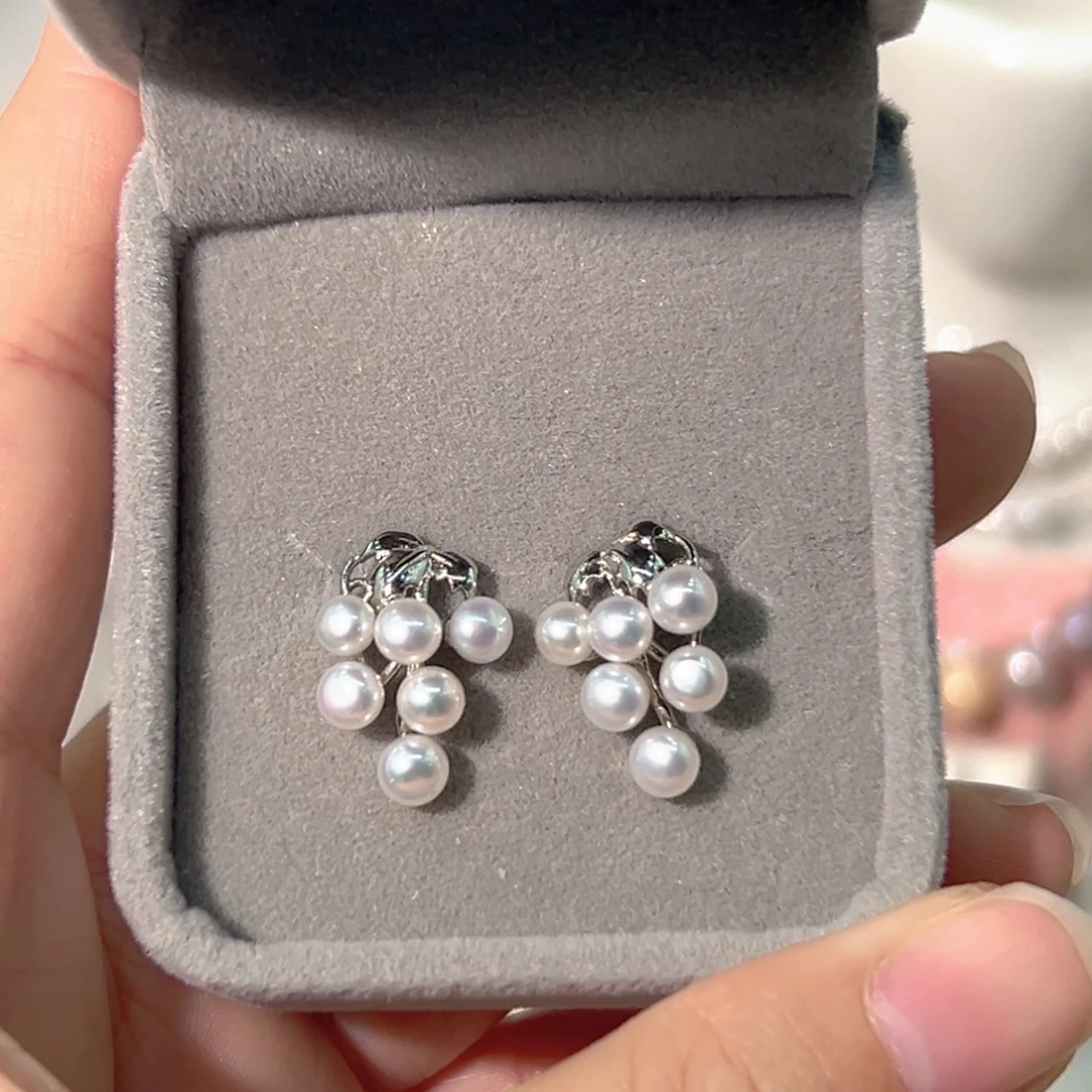 新粉福利极光天然耳环合金淡水珍珠