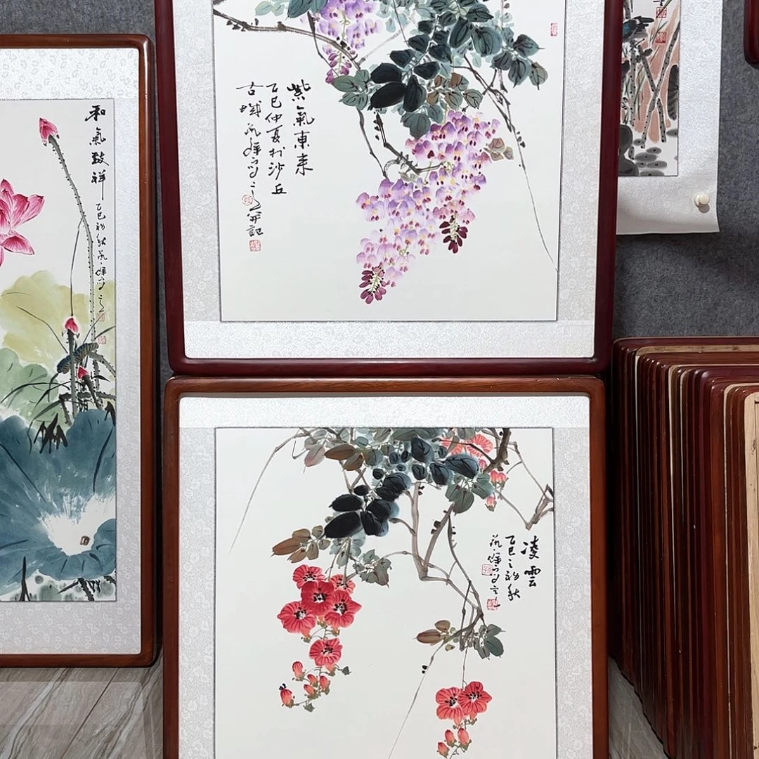 国画书画作品带框63×63